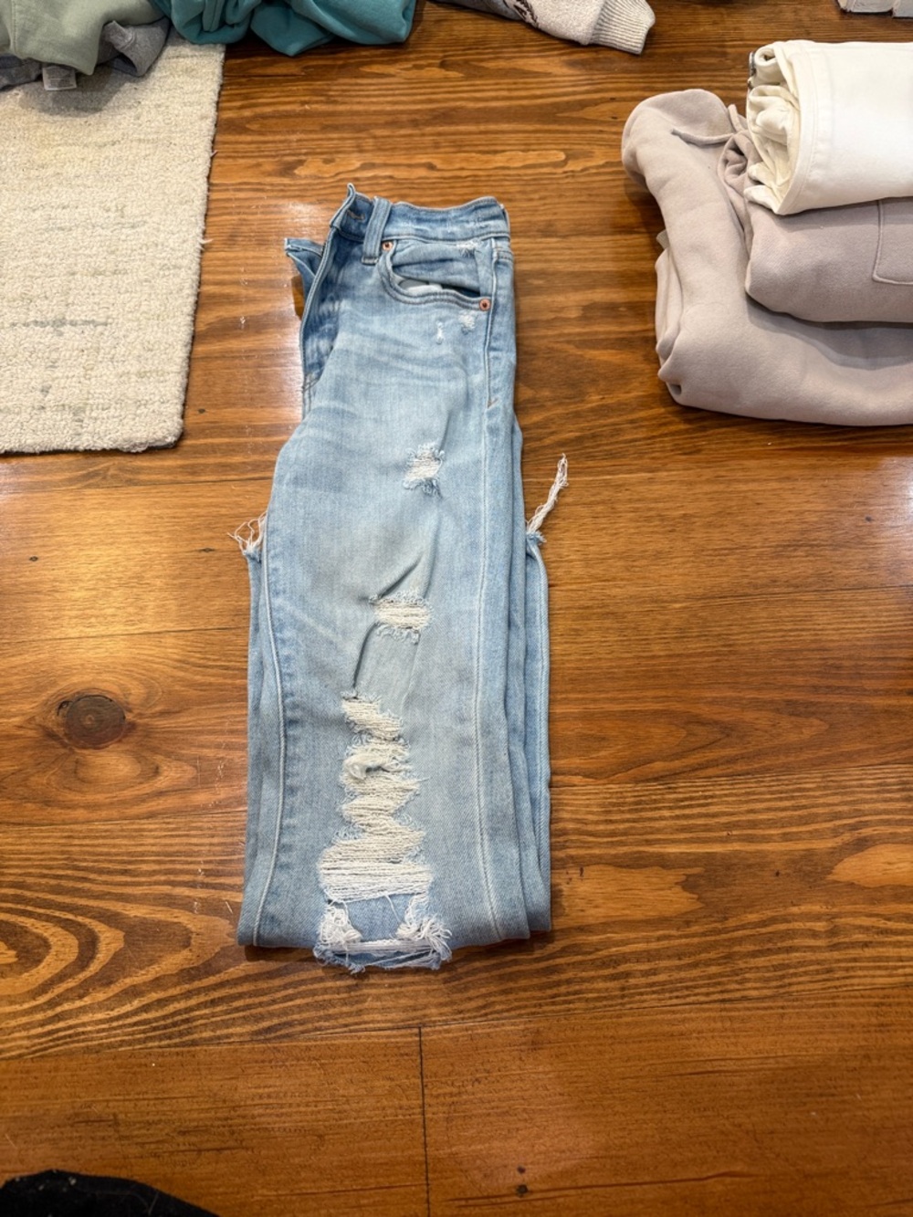 Women's Light Blue Distressed Bootcut Jeans